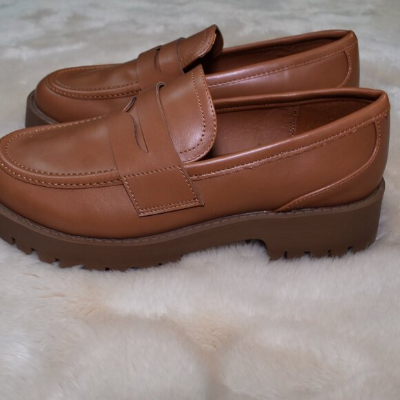 Steve Madden Harlee Brown Platform Slip-On Loafers Womens Size 8.5 Faux Leather - Picture 10 of 12